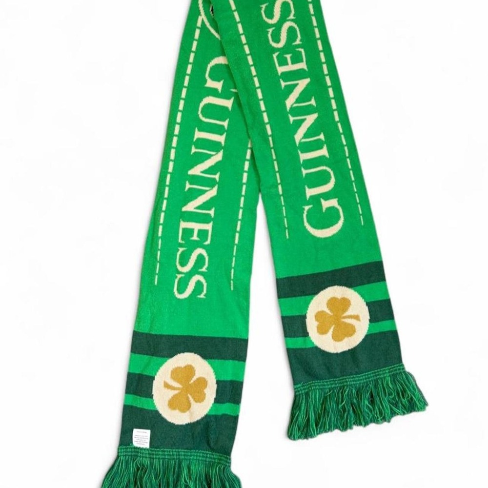 Guinness Official Knit Scarf Green Shamrock Beer Pints Irish St Patricks Day